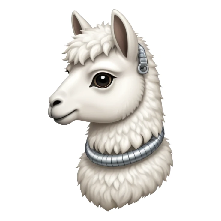white llama with a steel resilient coil around the neck sticker