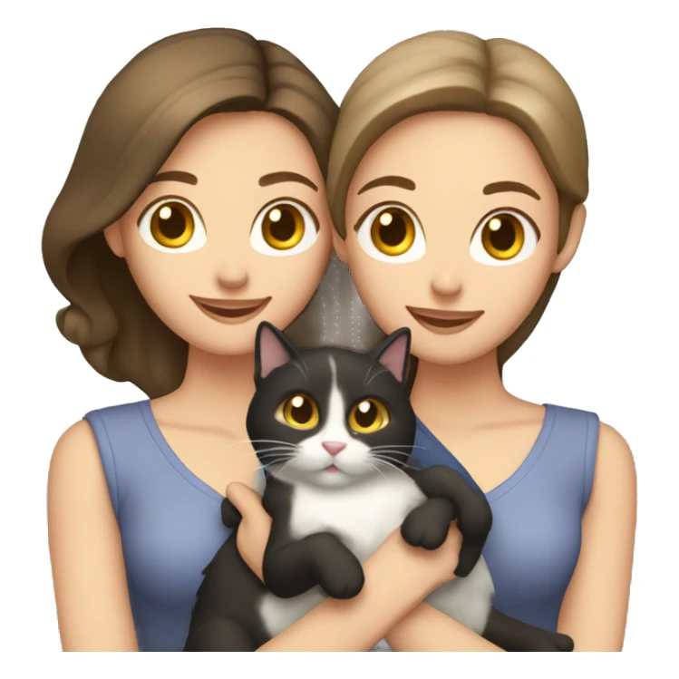 Two white brunettes with two cats in hands sticker