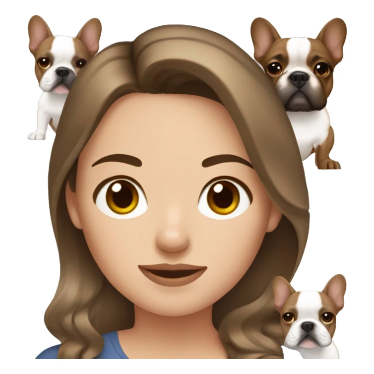 Brown haired white woman with a brown French bulldog  sticker