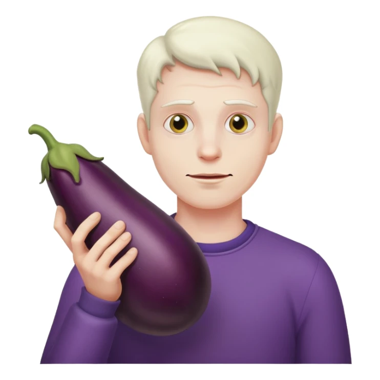 creepy man holding an eggplant  sticker