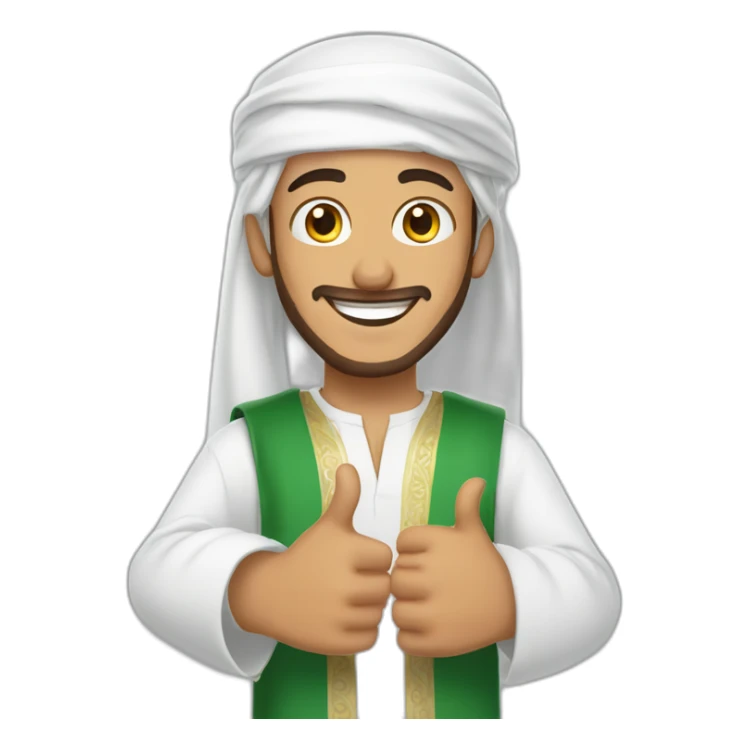 happy, young Arab man wearing omani dishdasha thumbs up  sticker