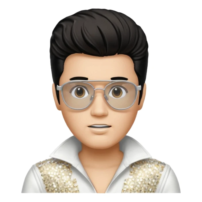 A boy with an Elvis Presley mask with glasses dressed as Elvis Presley sticker