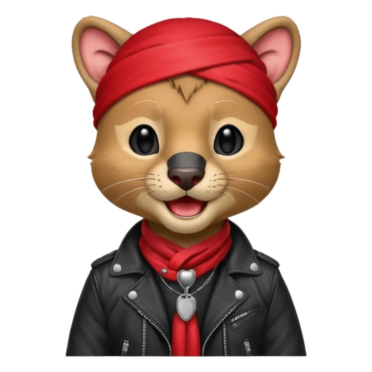 Fossa animal in a red bandana dressed as a rock singer winks sticker