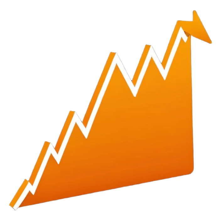 orange and white line chart emoji style downward trend sticker