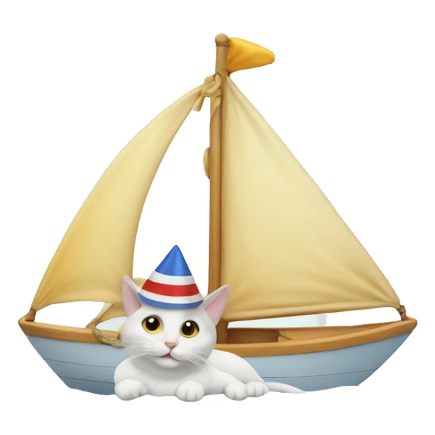 cat wearing a birthday hat on a sailboat sticker