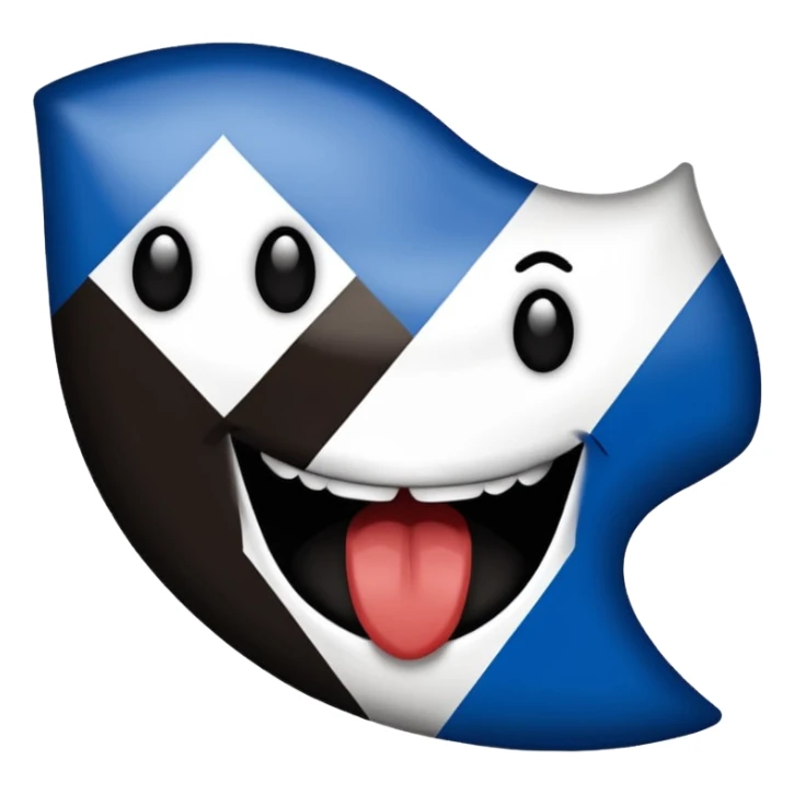 Blue white HSV Emoji bites black St. pauli flag with Rhombus  sticker