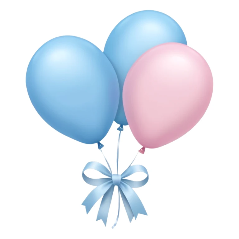 Light pink and pastel blue balloons tied together by a white ribbon sticker