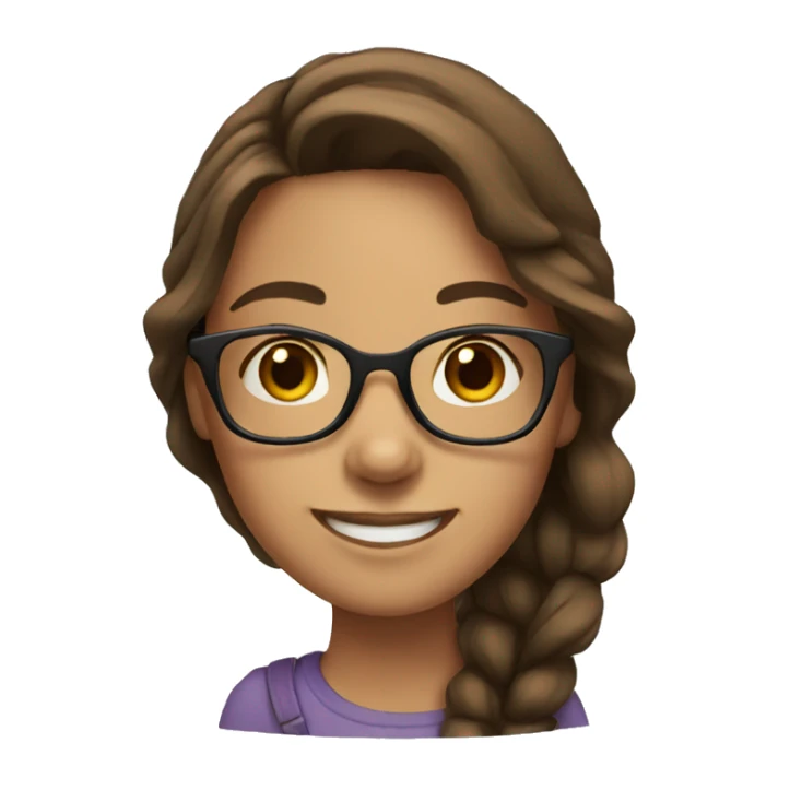 Girl with glasses and brown hair smiling sticker