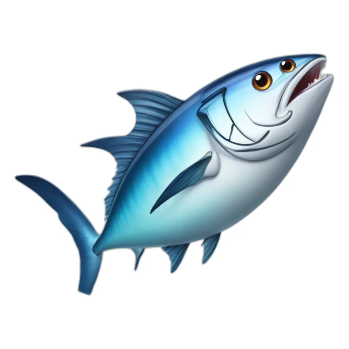 realistic tuna fish can sowing the blue shape of a sailling boat on a sea background sticker