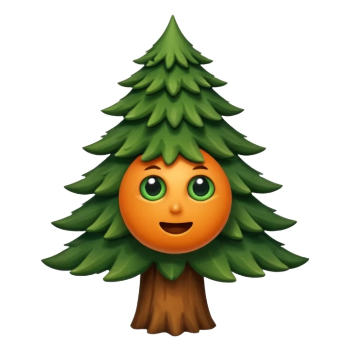 sapin avec deux gros yeux orange, pas de bouche sticker