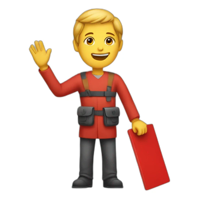 A person having a red board in is hand sticker