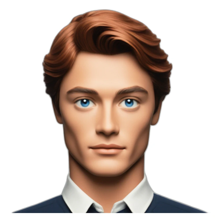 Alain Delon young student blue eyes short red hair sticker