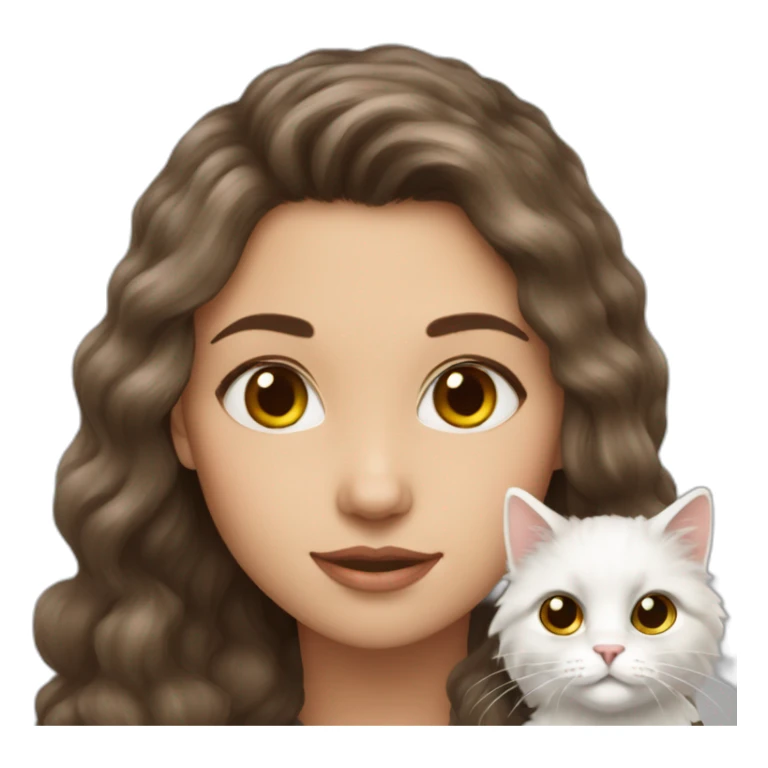 Girl-brunette-and-cat-angora sticker