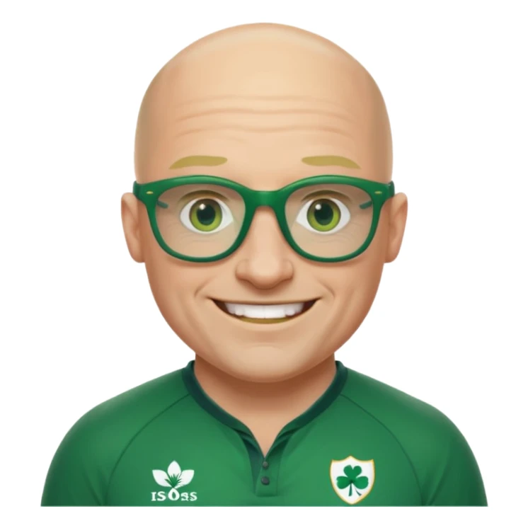 irish rugby player with no hair and green glasses sticker