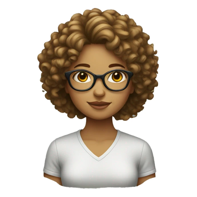 A girl with curly hairs wearing glasses sticker