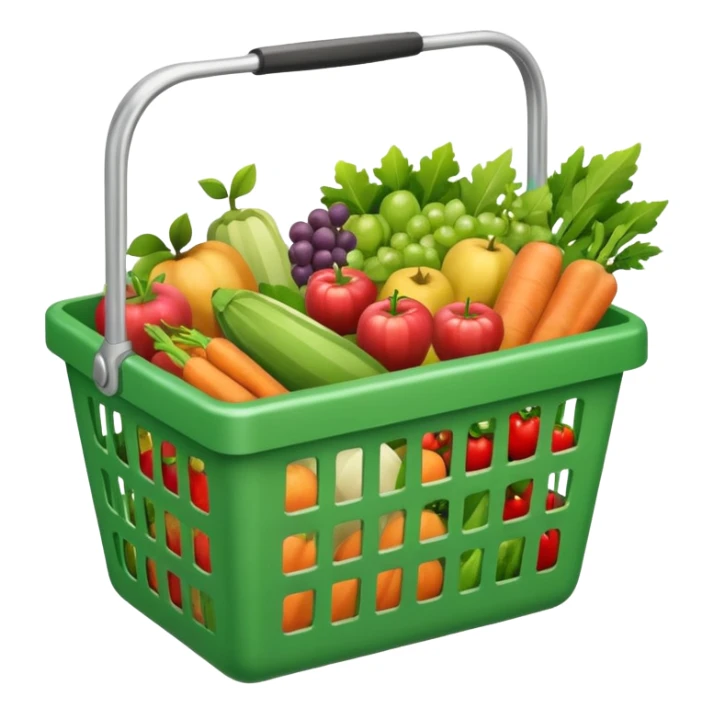 A GREEN SHOPPING BASKET WITH GROCCERIES IN IT sticker