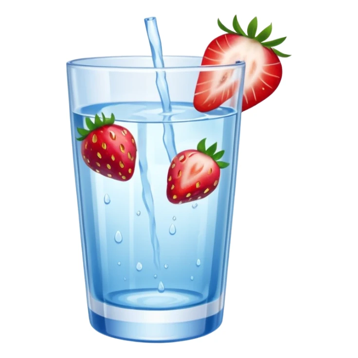 glass of water with strawberry slices sticker