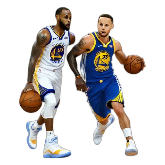 Stephen curry playing basket ball with lebron james sticker