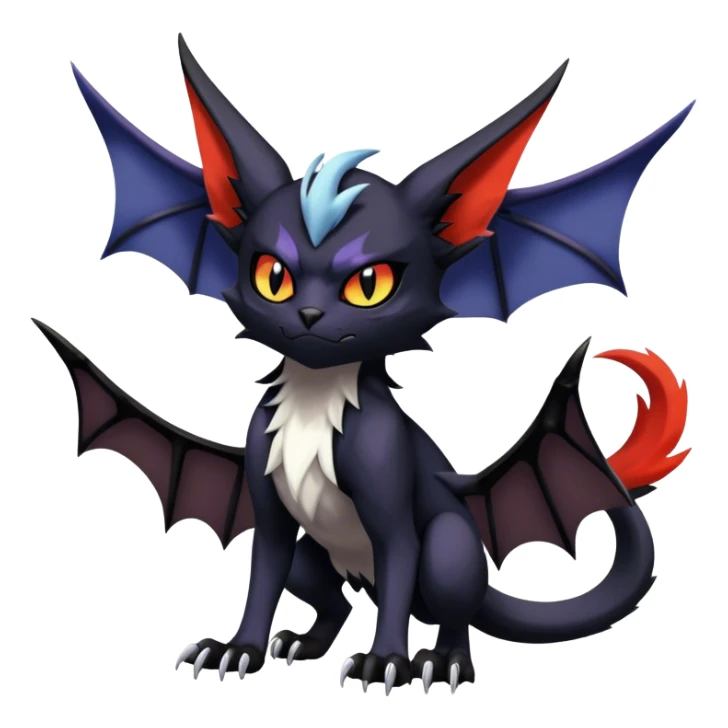 Edgy Cool Litten-Noivern-Noibat-Absol-Bat-Cat-Pokémon Full Body sticker