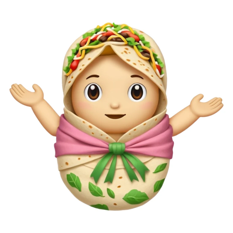 A burrito with arms bow on top sticker