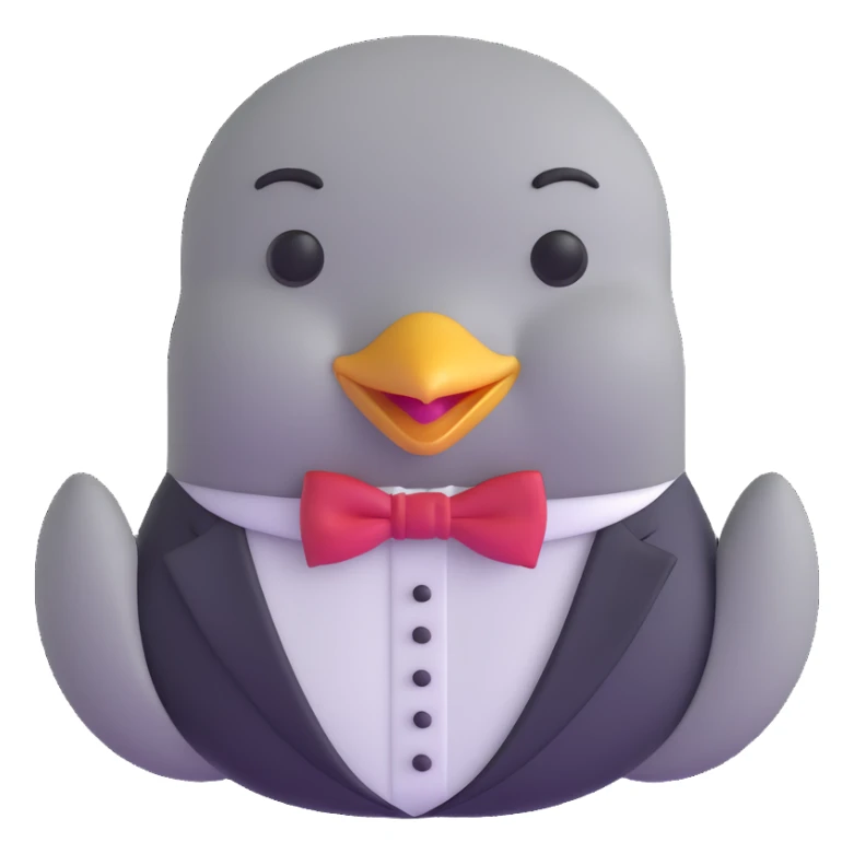 dove head novelty emoji with a bow tie and elegant expression, upper class sticker