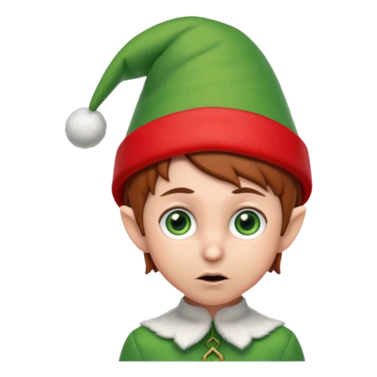 Worried elf on the shelf with red hat and brown hair sticker