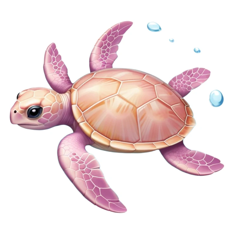 adorable light pink baby sea turtle swimming in water sticker