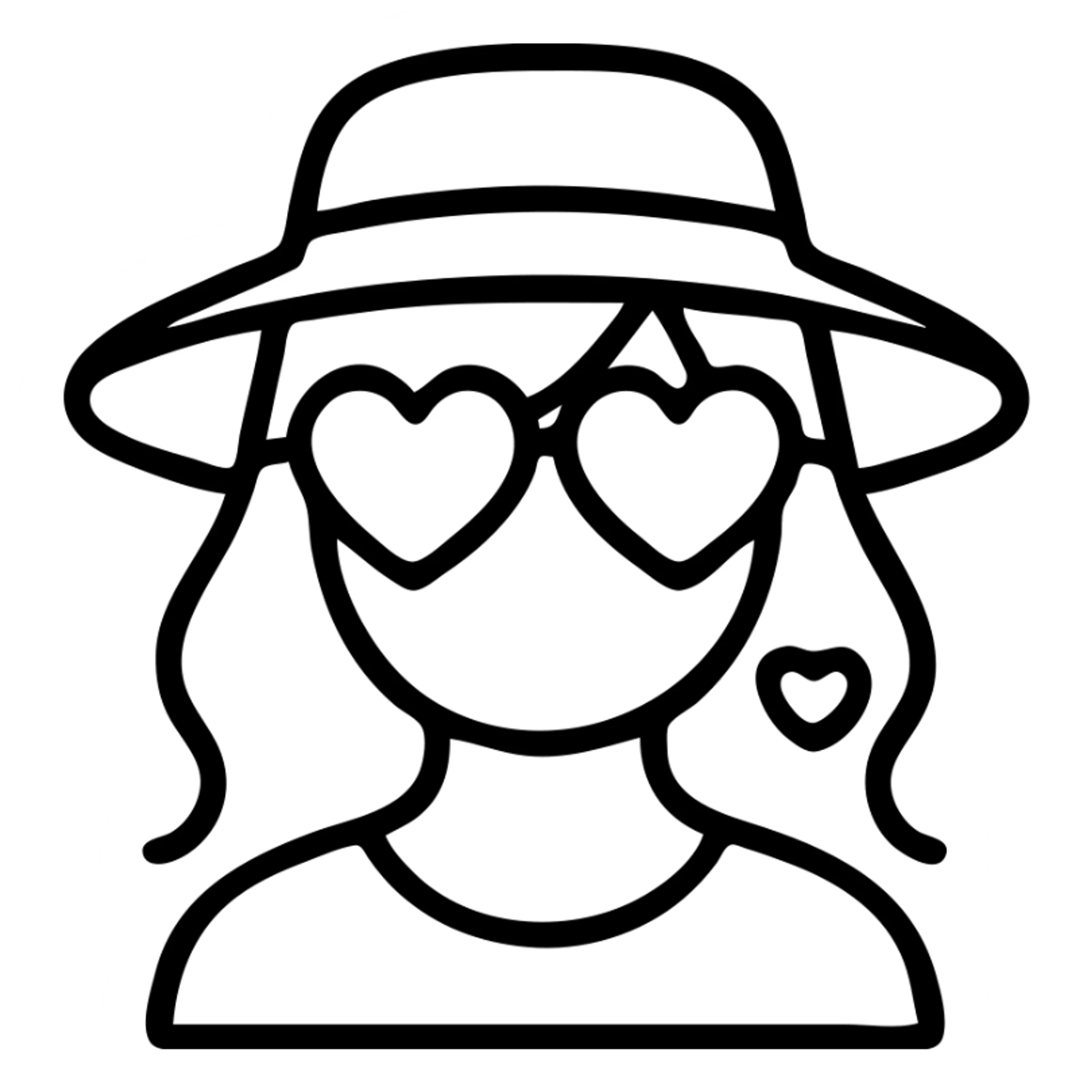 coquette girl with a hat and heart-shaped sunglasses sticker