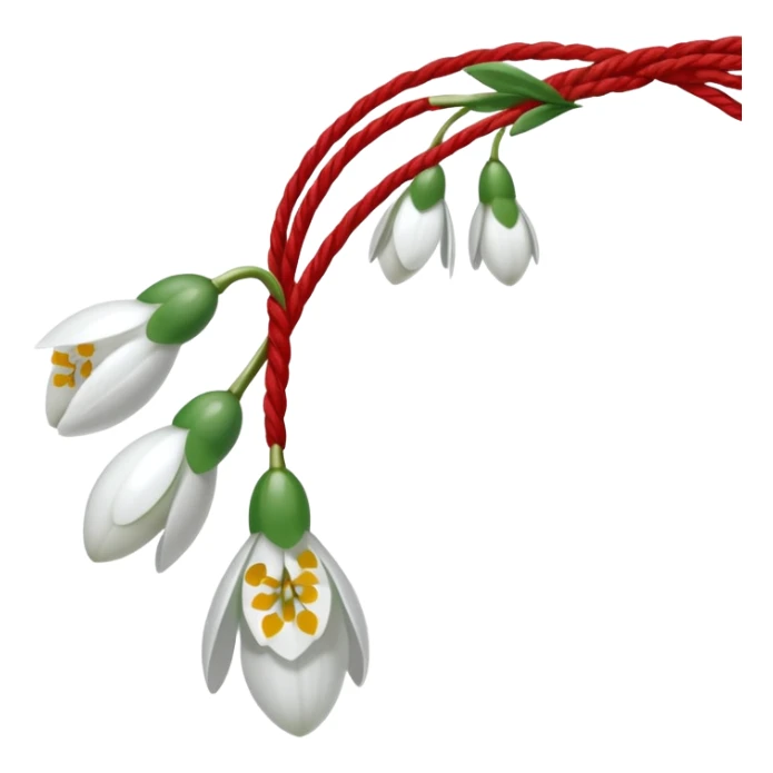 Snowdrops on red and white twisted strings on the hole background of it sticker