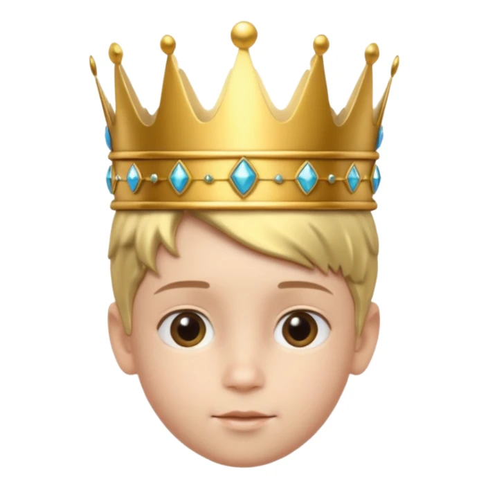 Royal Kid with fancy crown head 3d with real face sticker