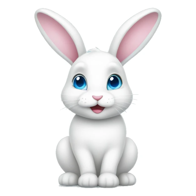 sweet white blue-eyed bunny with hearts sticker