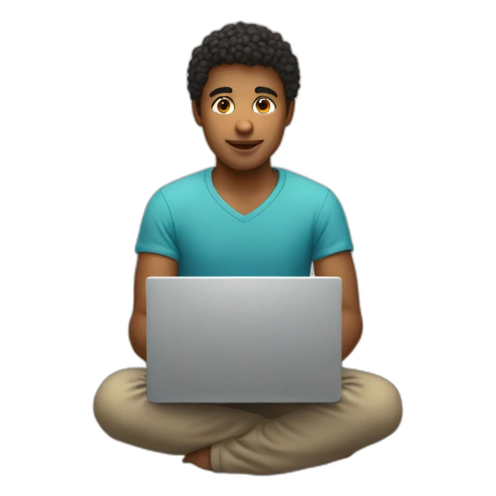 Young man behind a laptopthe baloclave sticker