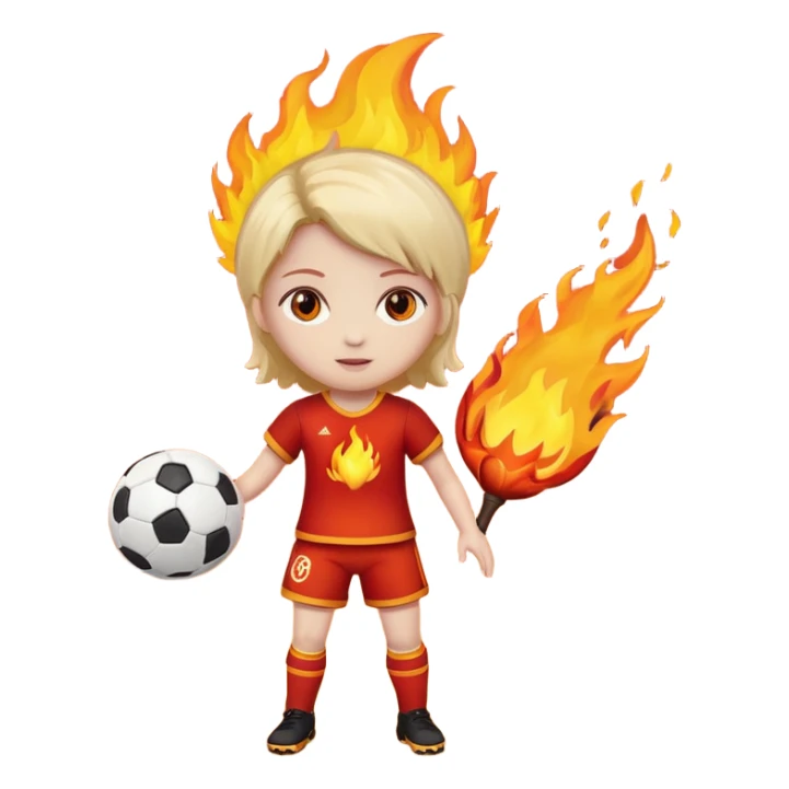 Boneca segurando uma Bola de futebol que está em chamas sticker