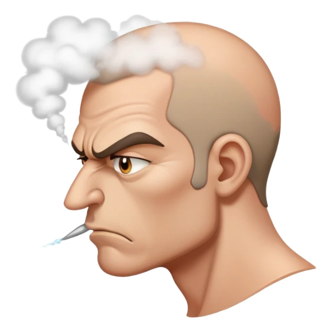 angry man with steam coming from nose in profile view sticker