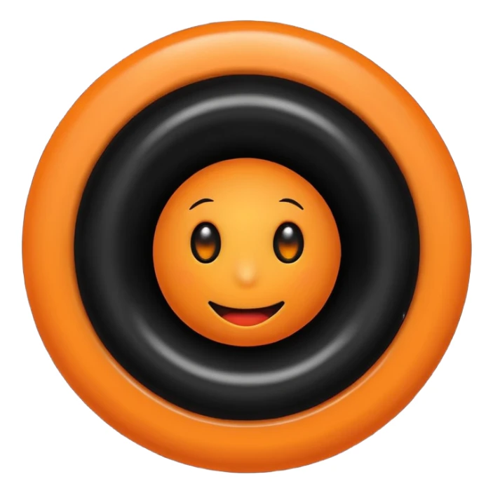 make a blackhole, accretion disk and all, with an orange smiley face, black head, orange ring, orange eyes, orange mouth, no other details sticker