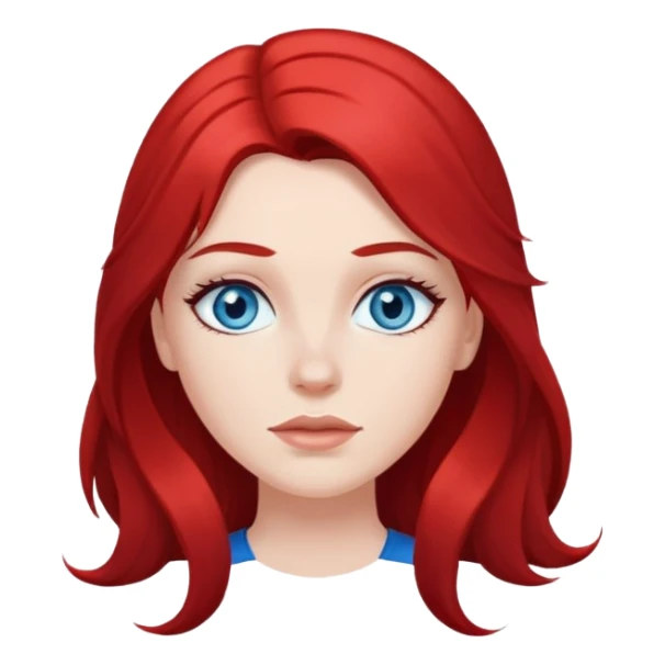 White girl with long red and black hair, with blue eyes sticker