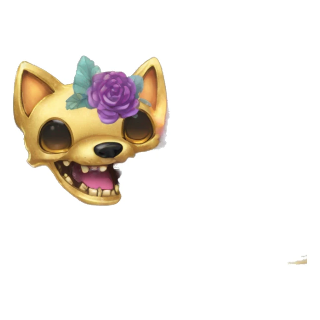 Sparkling Black iridescent dog fox zombie skeleton gold mechanical nebula galaxy stars flowers fairy lights vintage sticker