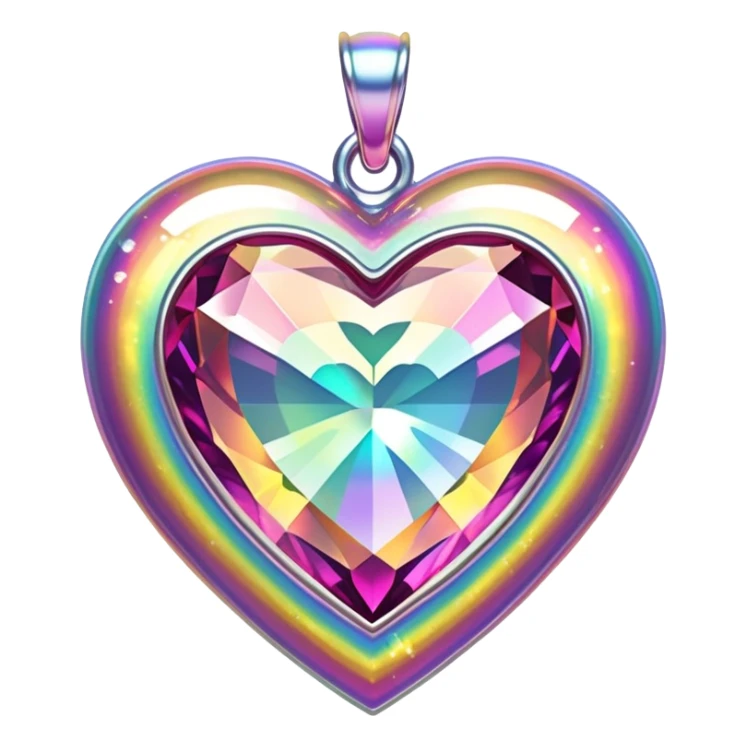 heart shaped mystic topaz holographic charm with rainbow sparkles sticker