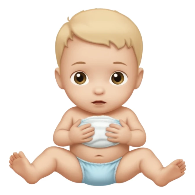 Newborn baby with a dirty diaper sticker