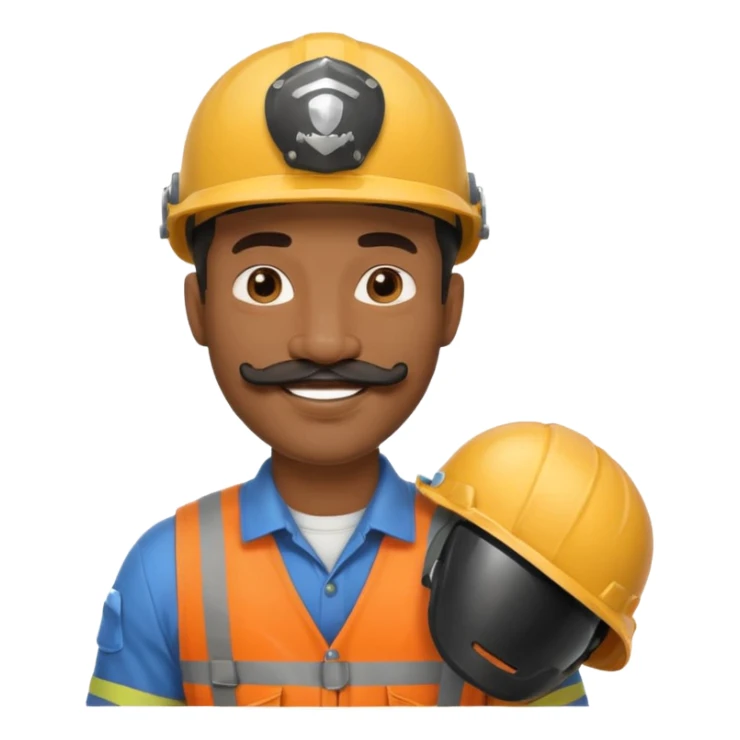 Mustached astronaut  black man holding helmet sticker