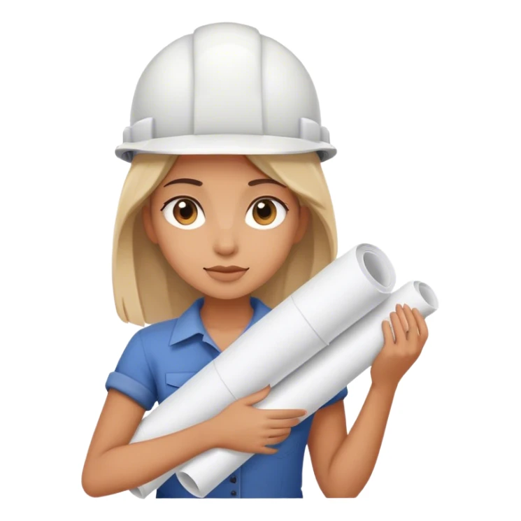 architect girl with big rolled up plans sticker