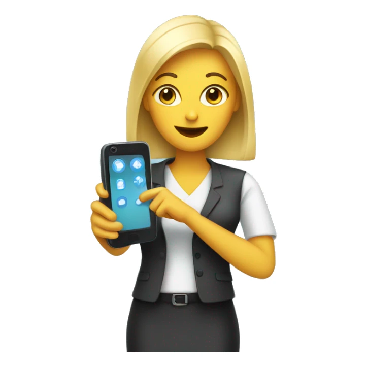 woman showing big phone sticker