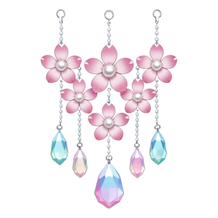 Hanging Iridescent pastel pink sakura crystals white-pearly suncatcher sticker
