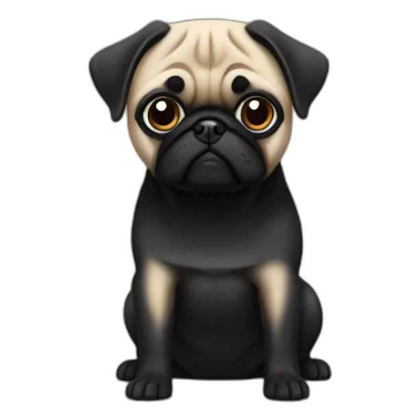 pug wearing a black t-shirt sticker