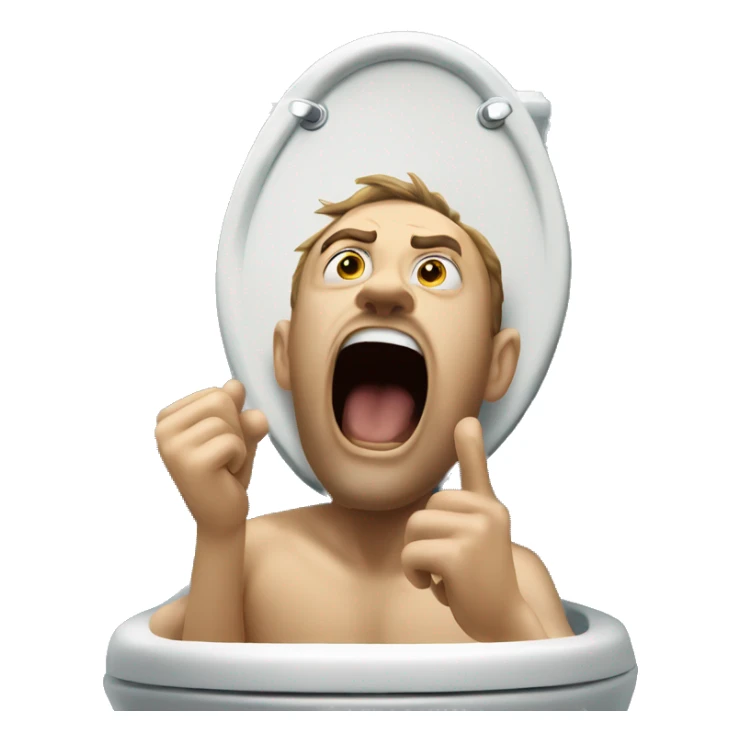 man head popping out of toilet screaming sticker