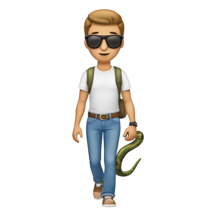anthropomorphised snake wearing jeans, t-shirt, sunglasses, walking upright sticker