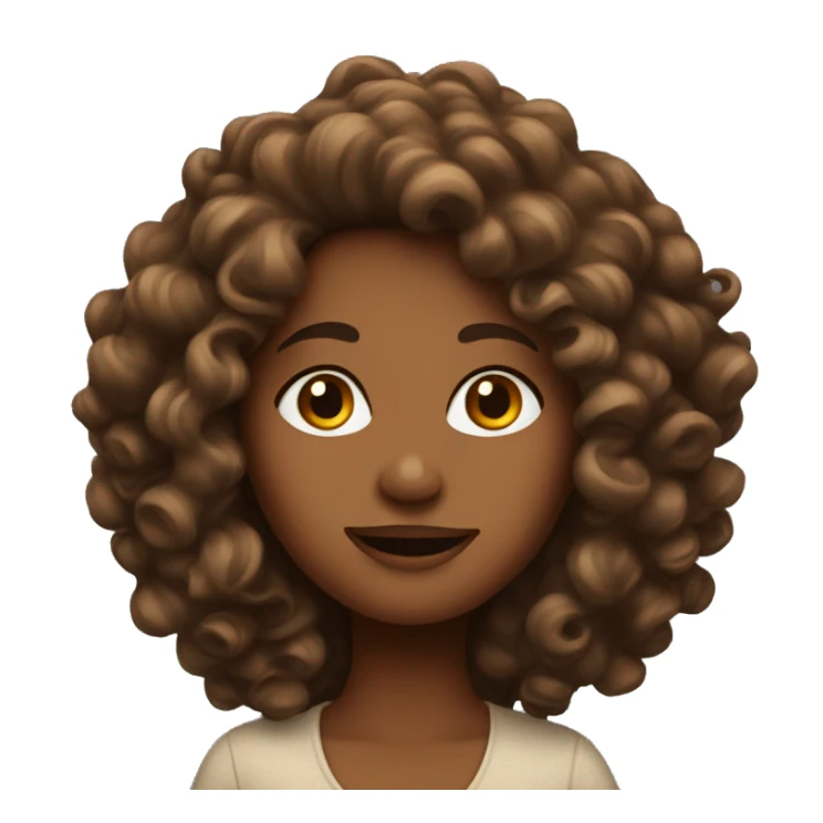 long curly brown lady sticker