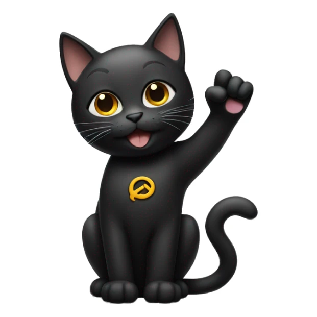 Black cat showing a peace sign with its paw sticker