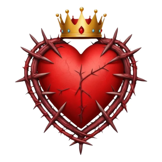 Create heart shape and in the horizontal midway create that crown thonrs like in the Jesus head  sticker