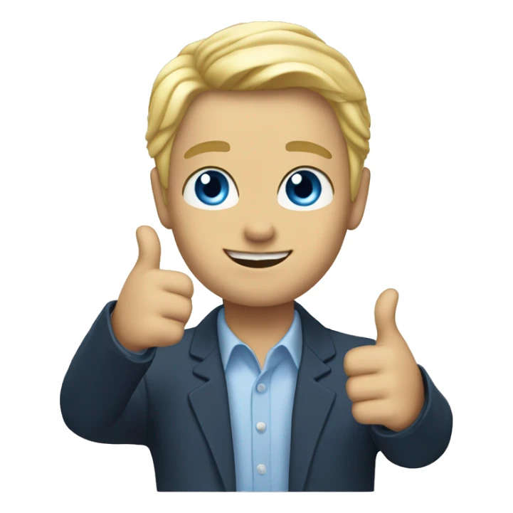 blonde hair blue eyes thumbs up  sticker